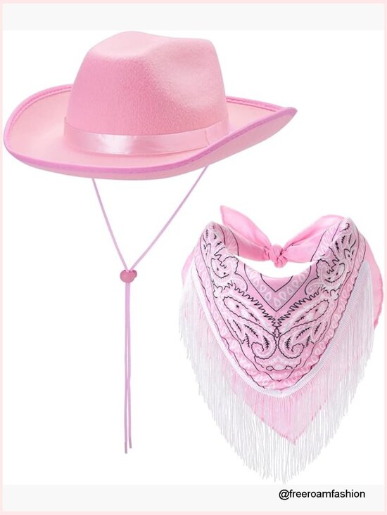 Cowgirl Costume Set with Sequins Cowboy Hat and Tassel Scarf main image 6